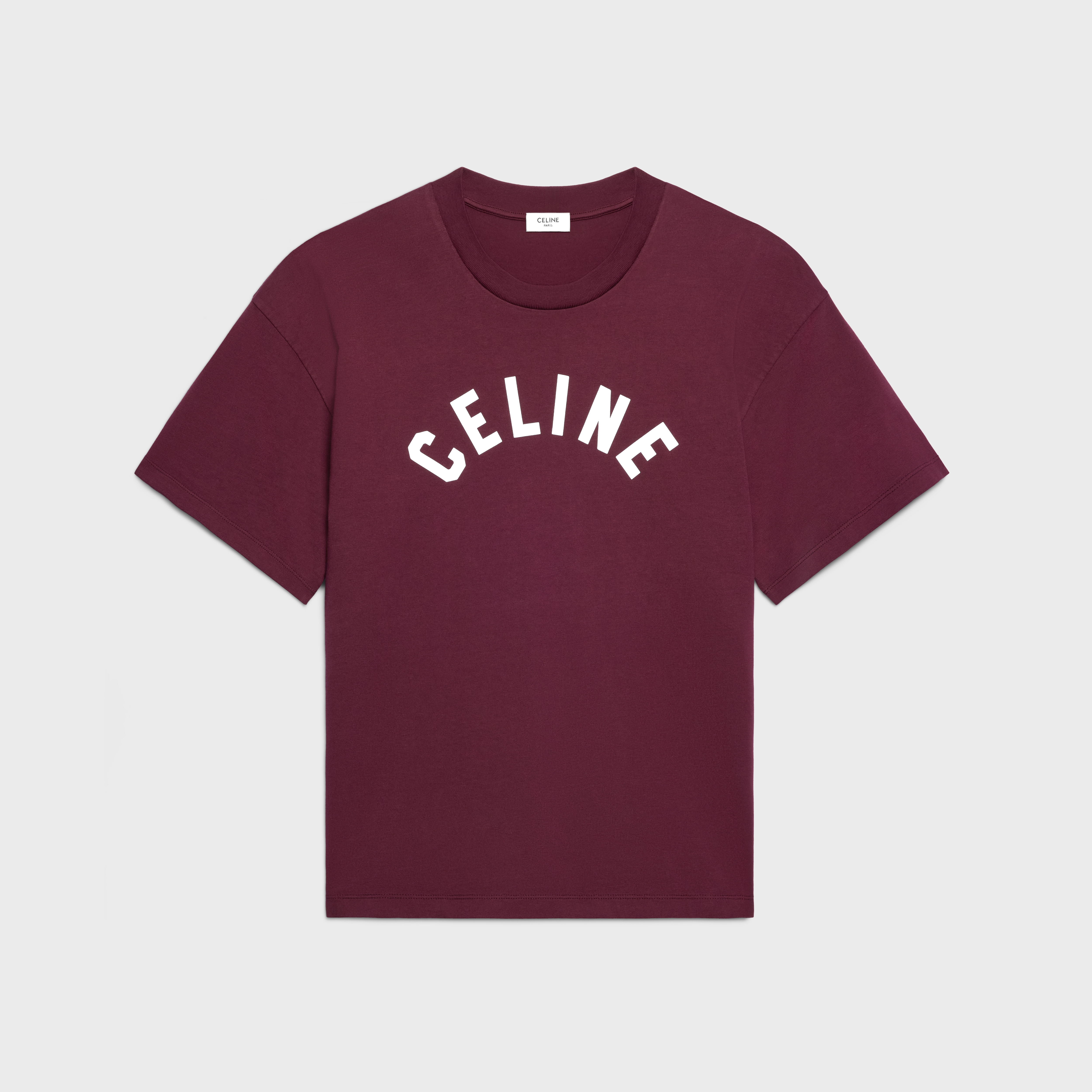 t-shirt IN cotton jersey - BURGUNDY / OFF WHITE | CELINE